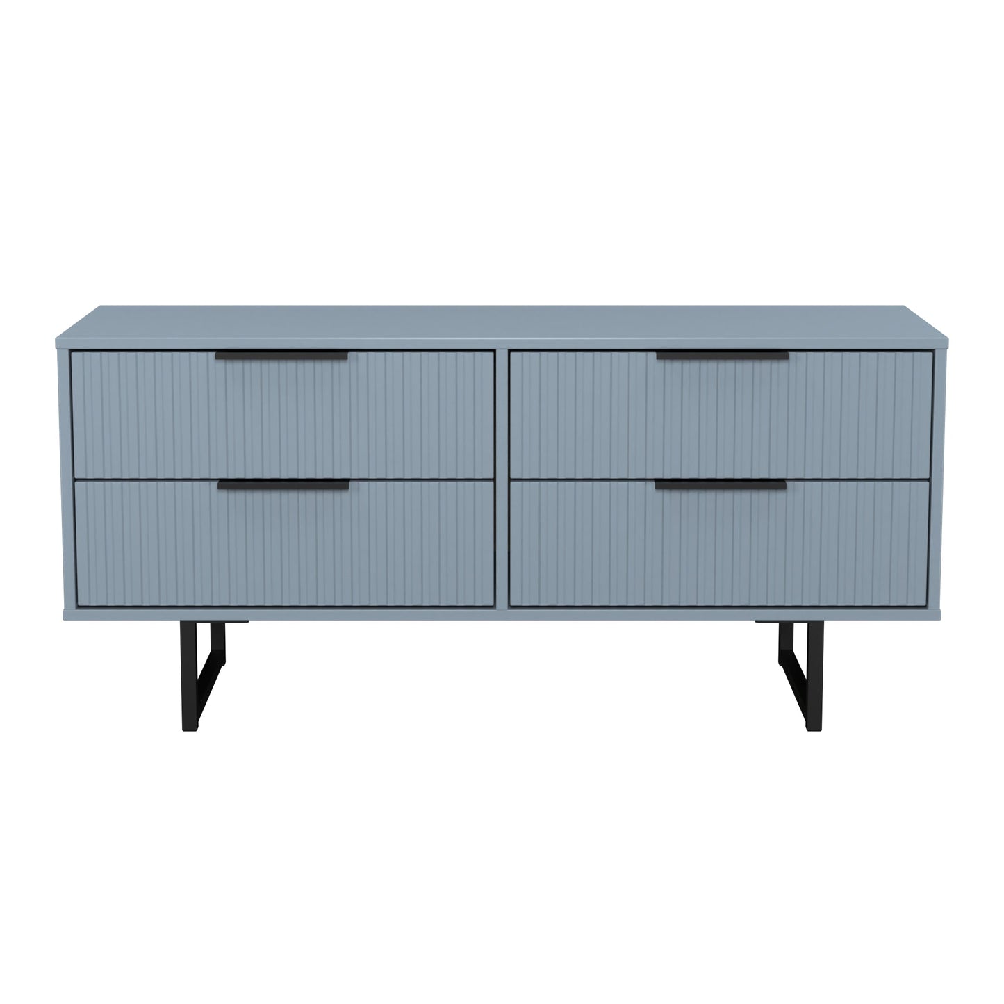 Fluted Large Chest of Drawers Light Blue 4 Drawers 115cm