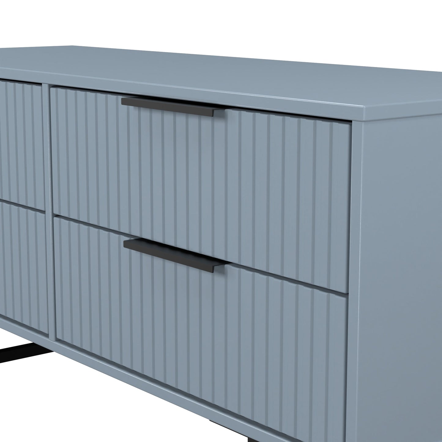 Fluted Large Chest of Drawers Light Blue 4 Drawers 115cm