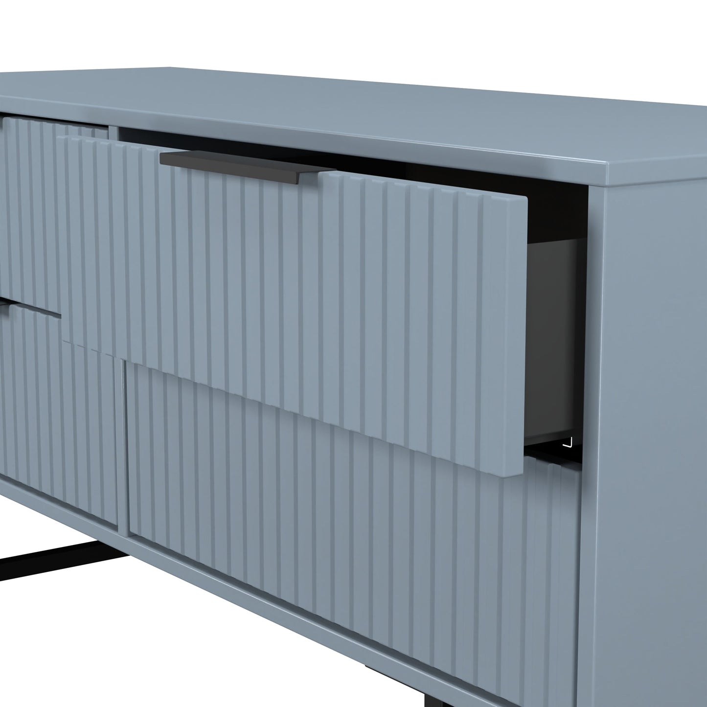 Fluted Large Chest of Drawers Light Blue 4 Drawers 115cm