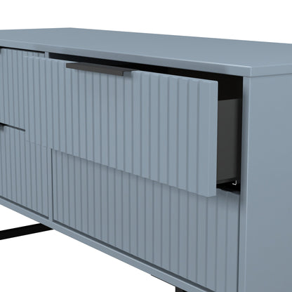 Fluted Large Chest of Drawers Light Blue 4 Drawers 115cm