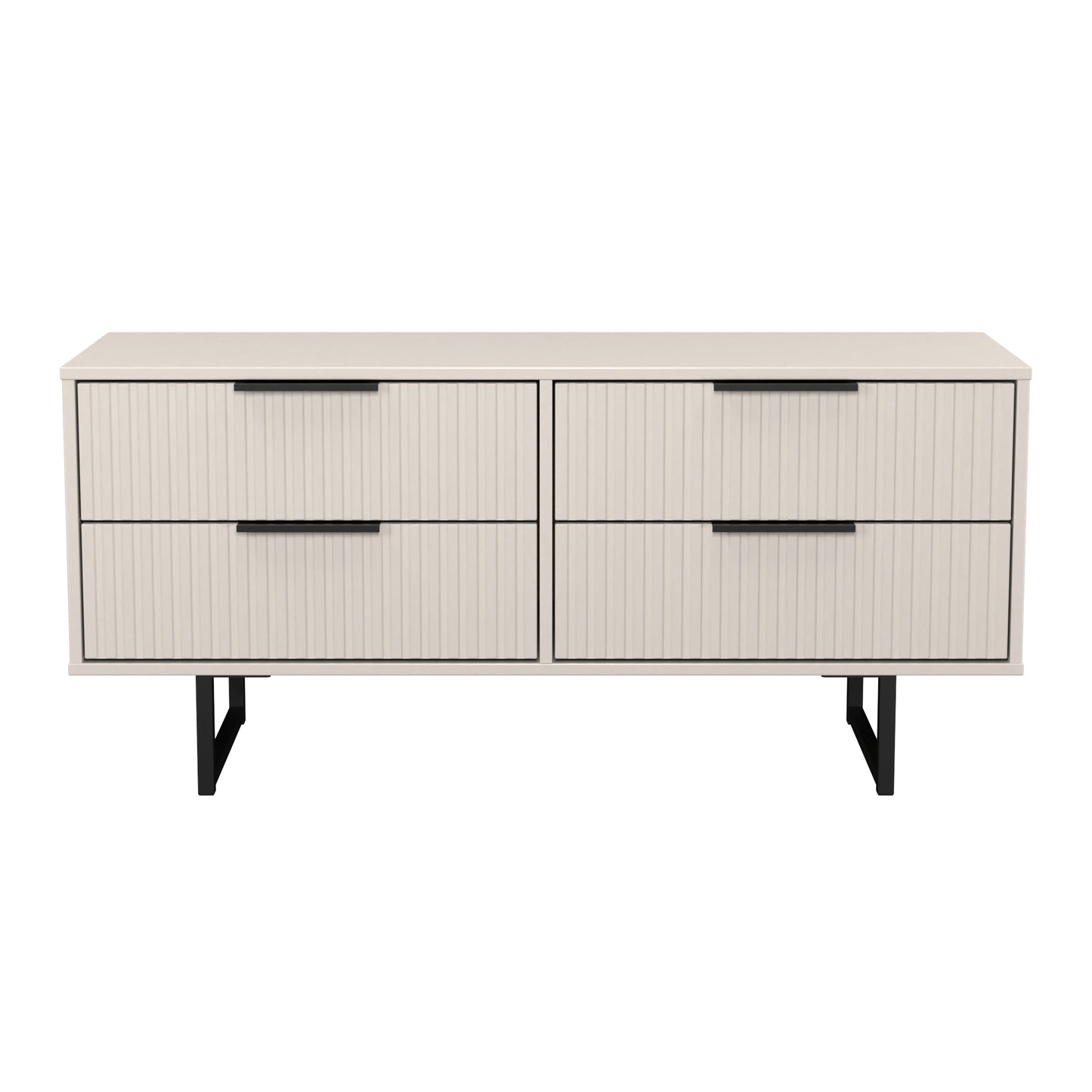 Fluted Large Chest of Drawers Off-White 4 Drawers 115cm