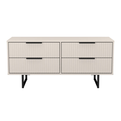 Fluted Large Chest of Drawers Off-White 4 Drawers 115cm