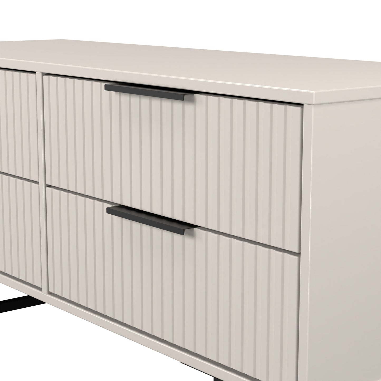 Fluted Large Chest of Drawers Off-White 4 Drawers 115cm