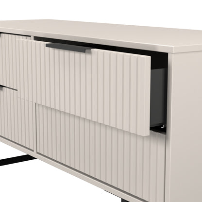 Fluted Large Chest of Drawers Off-White 4 Drawers 115cm