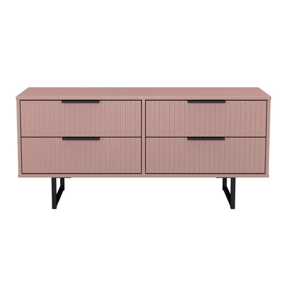 Fluted Large Chest of Drawers Pink 4 Drawers 115cm
