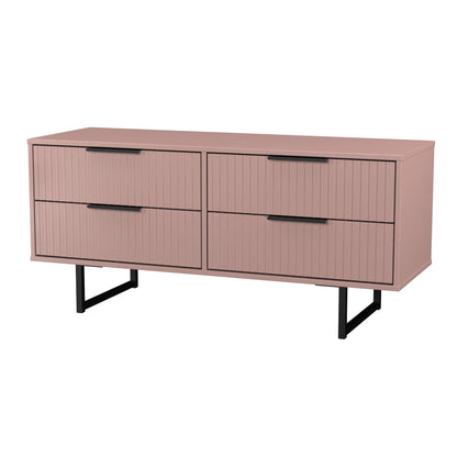 Fluted Large Chest of Drawers Pink 4 Drawers 115cm