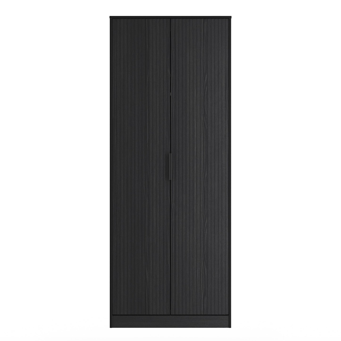 Fluted Tall Wardrobe Black 1 Shelf 197cm