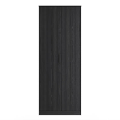 Fluted Tall Wardrobe Black 1 Shelf 197cm