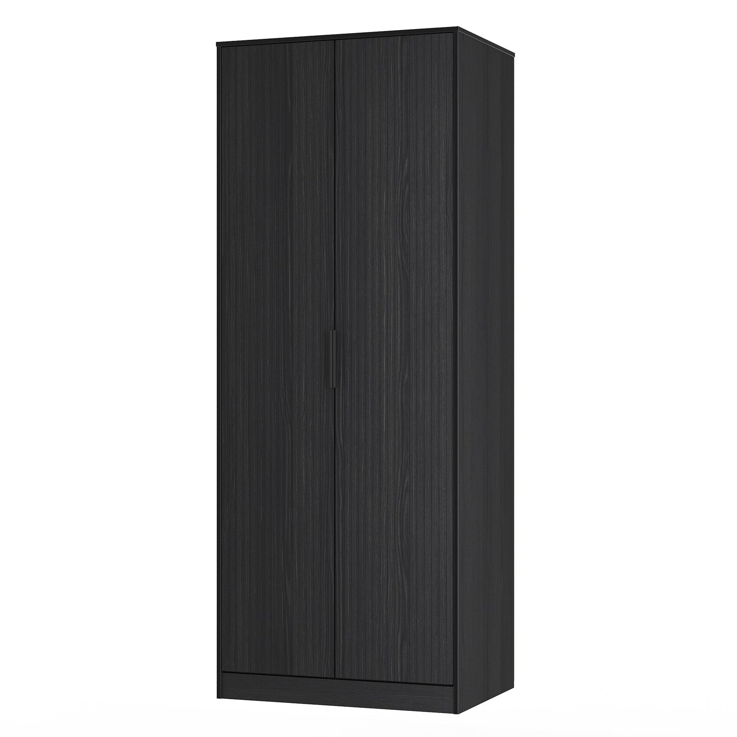 Fluted Tall Wardrobe Black 1 Shelf 197cm