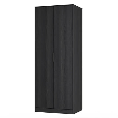 Fluted Tall Wardrobe Black 1 Shelf 197cm
