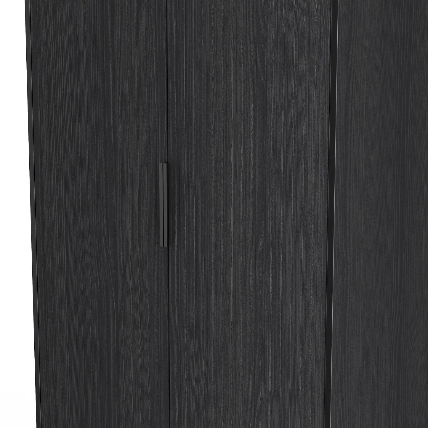 Fluted Tall Wardrobe Black 1 Shelf 197cm