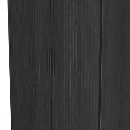Fluted Tall Wardrobe Black 1 Shelf 197cm