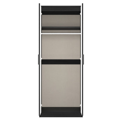 Fluted Tall Wardrobe Black 1 Shelf 197cm