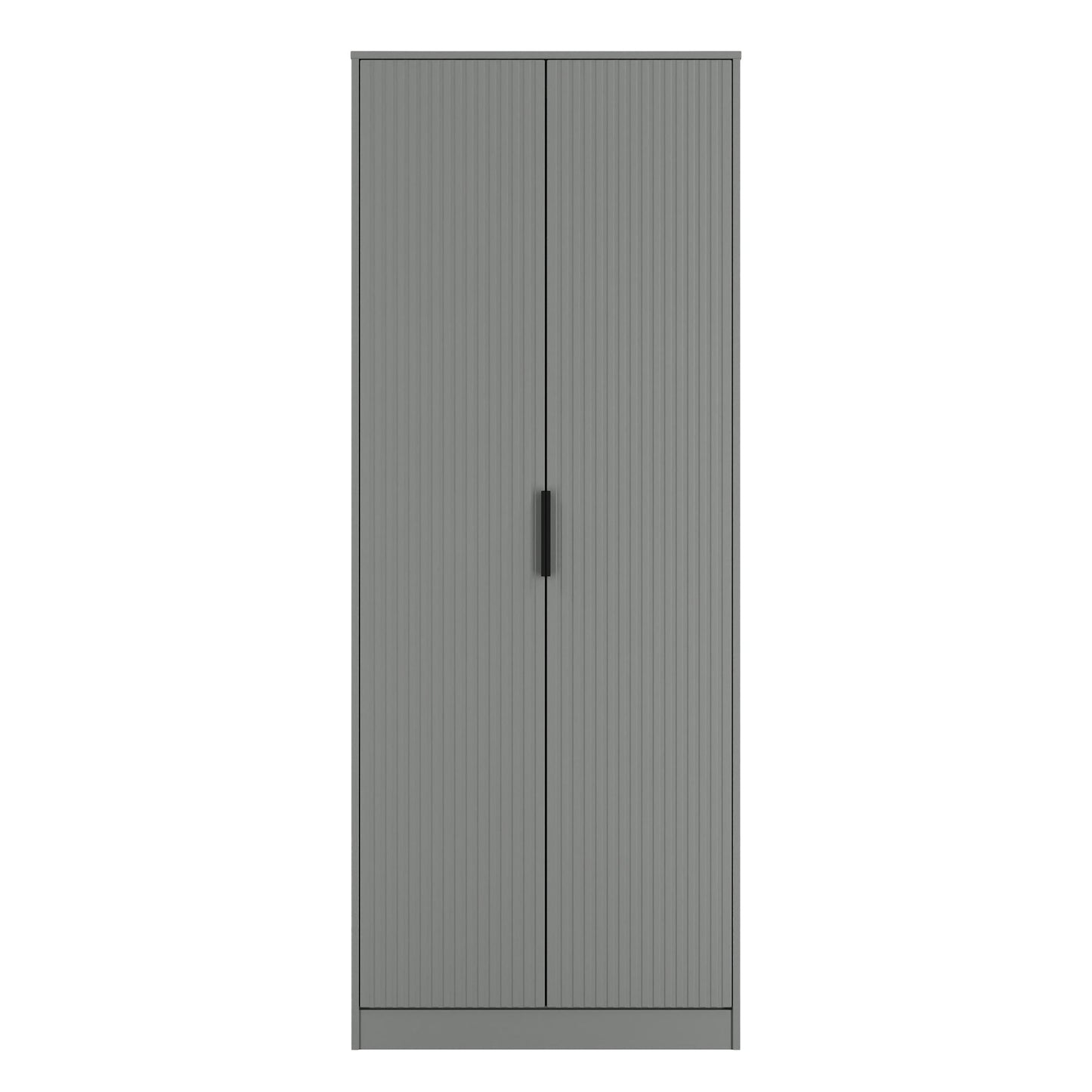 Fluted Tall Wardrobe Grey 1 Shelf 197cm