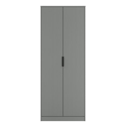 Fluted Tall Wardrobe Grey 1 Shelf 197cm