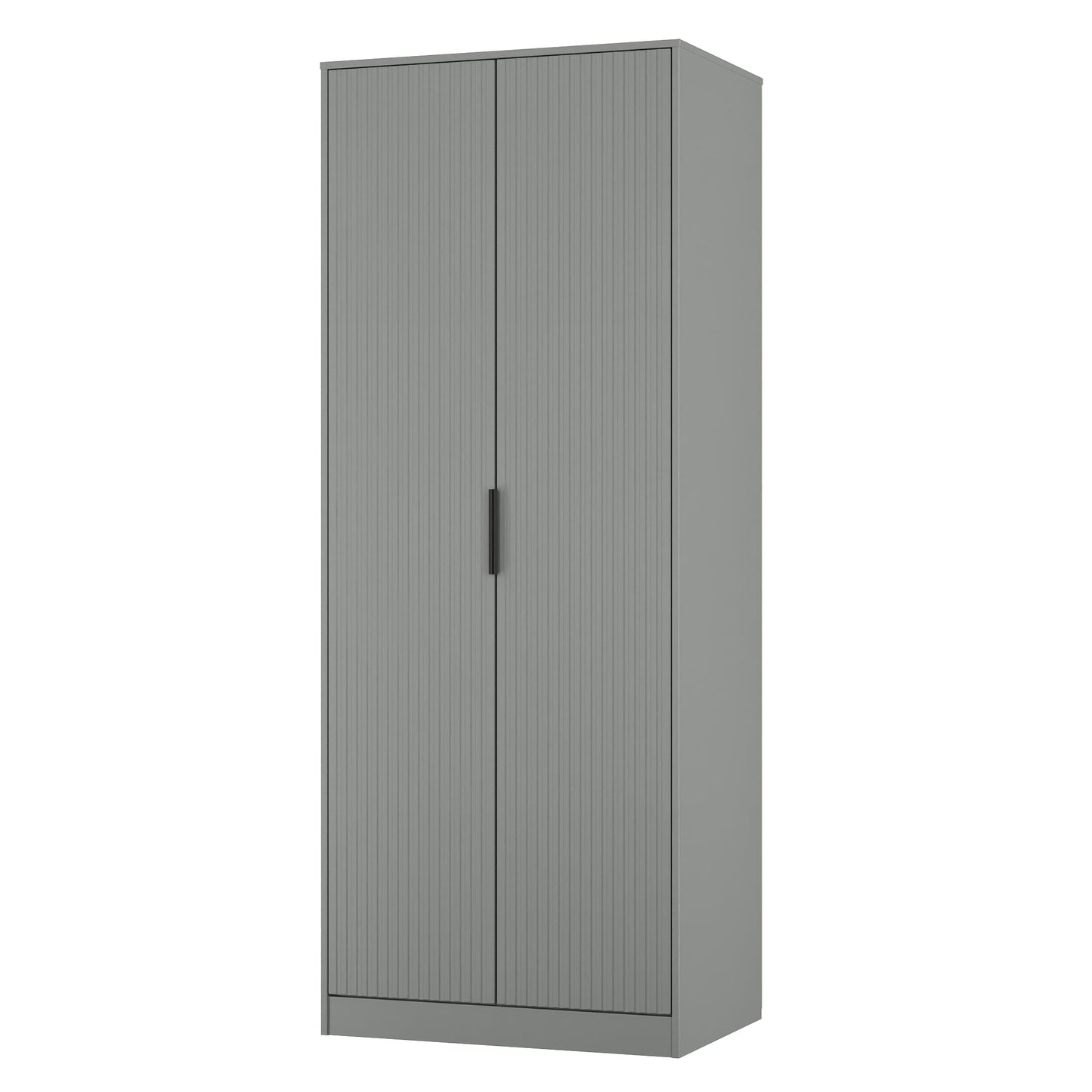 Fluted Tall Wardrobe Grey 1 Shelf 197cm