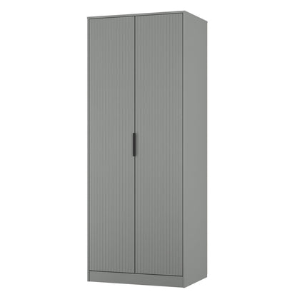 Fluted Tall Wardrobe Grey 1 Shelf 197cm