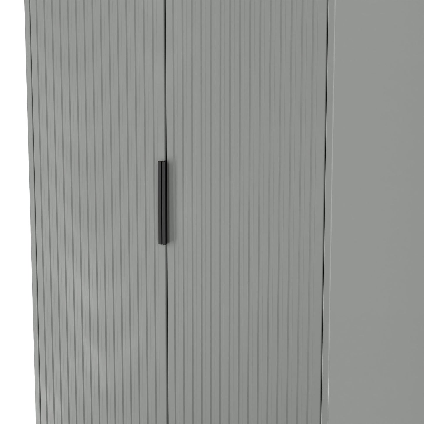 Fluted Tall Wardrobe Grey 1 Shelf 197cm