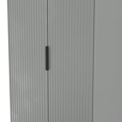 Fluted Tall Wardrobe Grey 1 Shelf 197cm