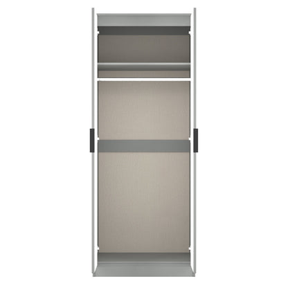 Fluted Tall Wardrobe Grey 1 Shelf 197cm
