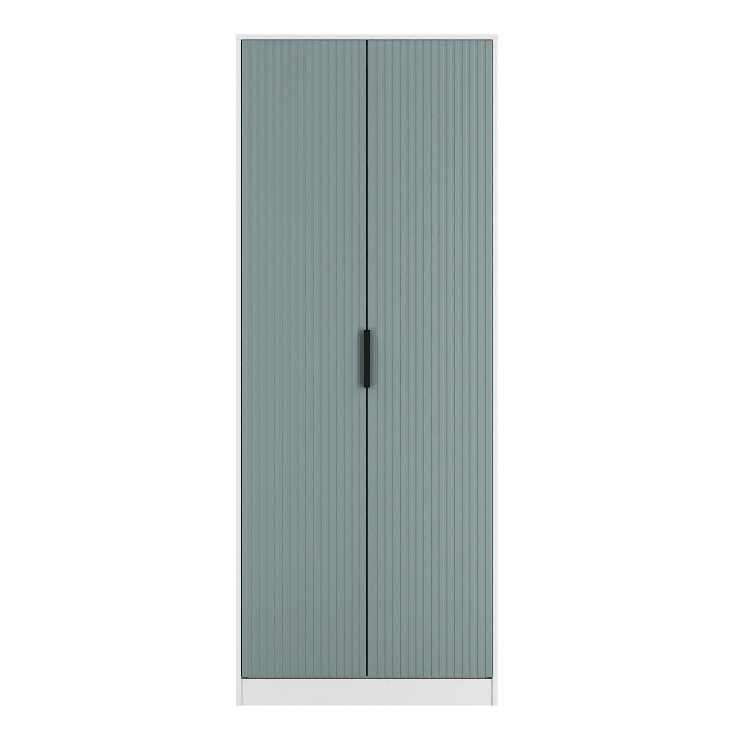 Fluted Tall Wardrobe Teal & White 1 Shelf 197cm