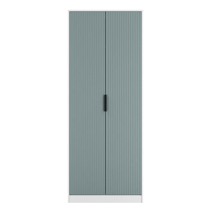 Fluted Tall Wardrobe Teal & White 1 Shelf 197cm