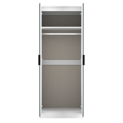 Fluted Tall Wardrobe Teal & White 1 Shelf 197cm
