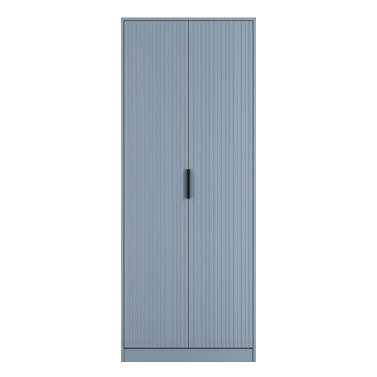 Fluted Tall Wardrobe Light Blue 1 Shelf 197cm