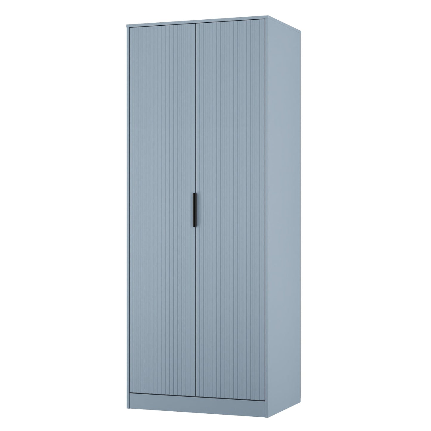Fluted Tall Wardrobe Light Blue 1 Shelf 197cm
