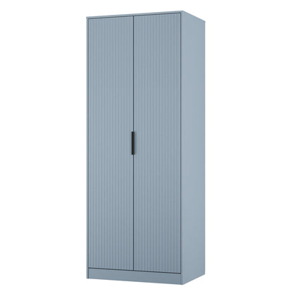 Fluted Tall Wardrobe Light Blue 1 Shelf 197cm