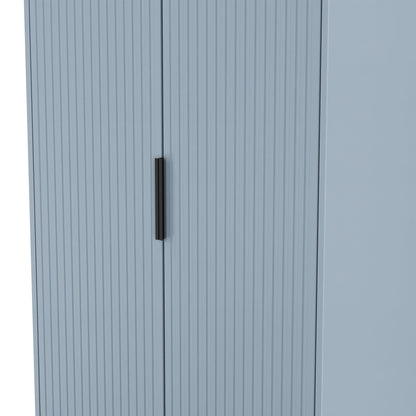 Fluted Tall Wardrobe Light Blue 1 Shelf 197cm