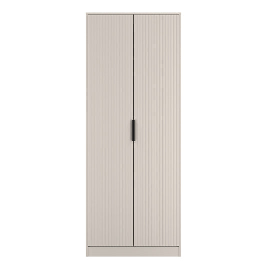 Fluted Tall Wardrobe Off-White 1 Shelf 197cm