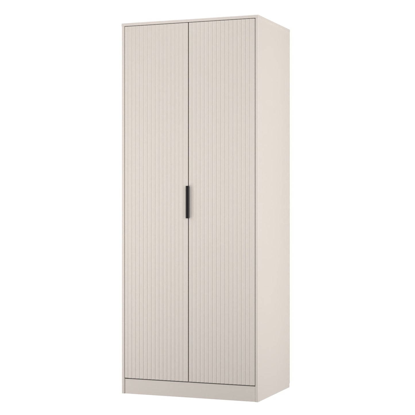 Fluted Tall Wardrobe Off-White 1 Shelf 197cm