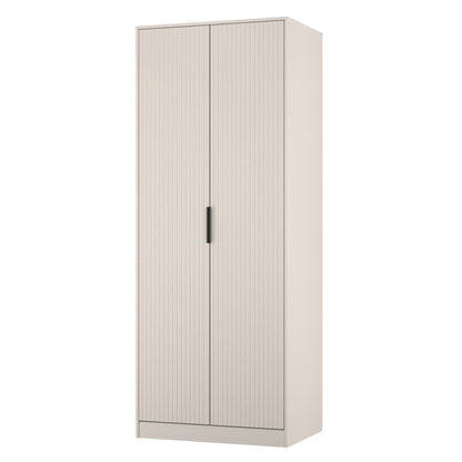 Fluted Tall Wardrobe Off-White 1 Shelf 197cm