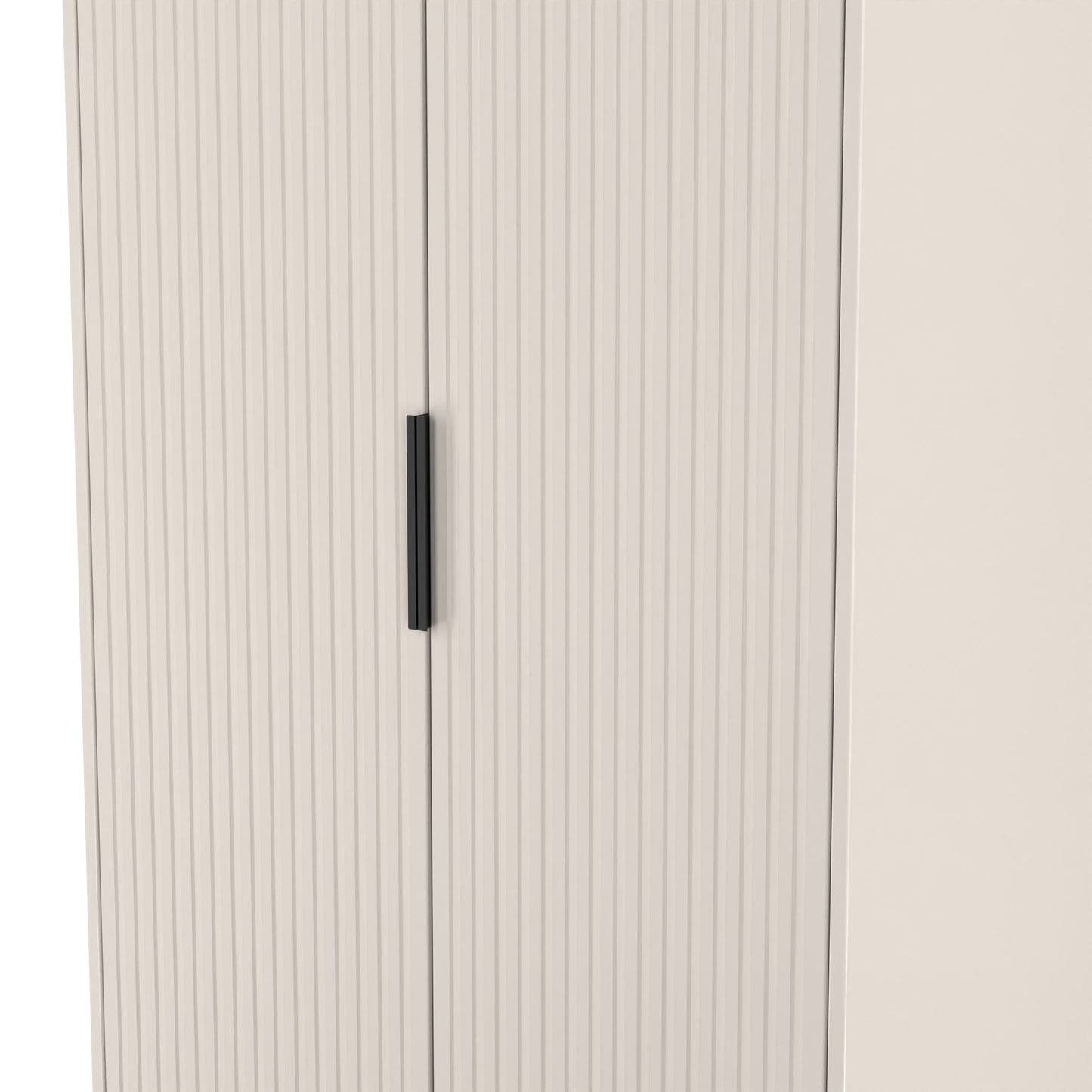Fluted Tall Wardrobe Off-White 1 Shelf 197cm