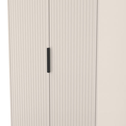 Fluted Tall Wardrobe Off-White 1 Shelf 197cm
