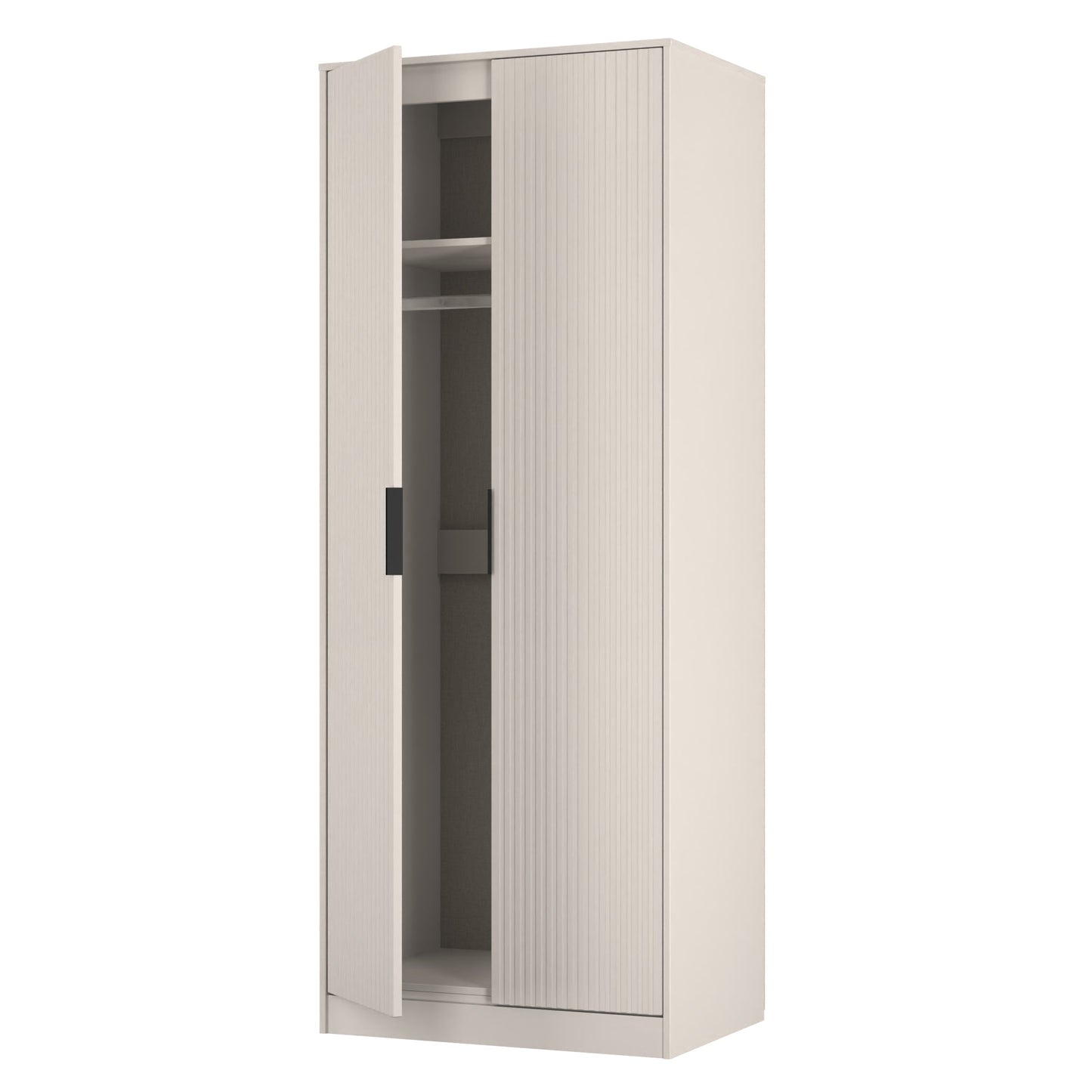 Fluted Tall Wardrobe Off-White 1 Shelf 197cm
