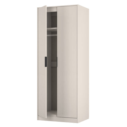 Fluted Tall Wardrobe Off-White 1 Shelf 197cm
