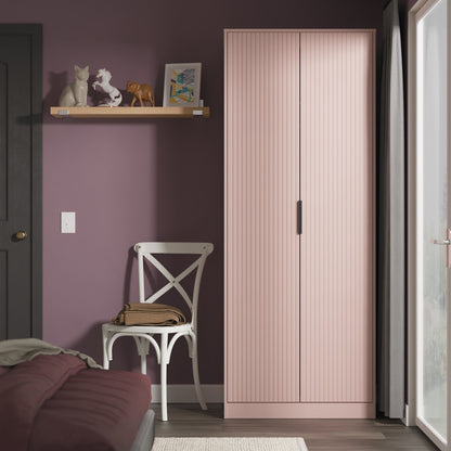 Fluted Tall Wardrobe Pink 1 Shelf 197cm