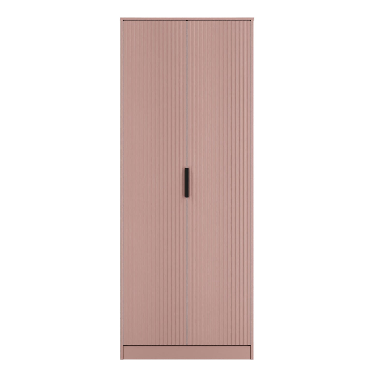 Fluted Tall Wardrobe Pink 1 Shelf 197cm