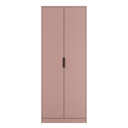 Fluted Tall Wardrobe Pink 1 Shelf 197cm