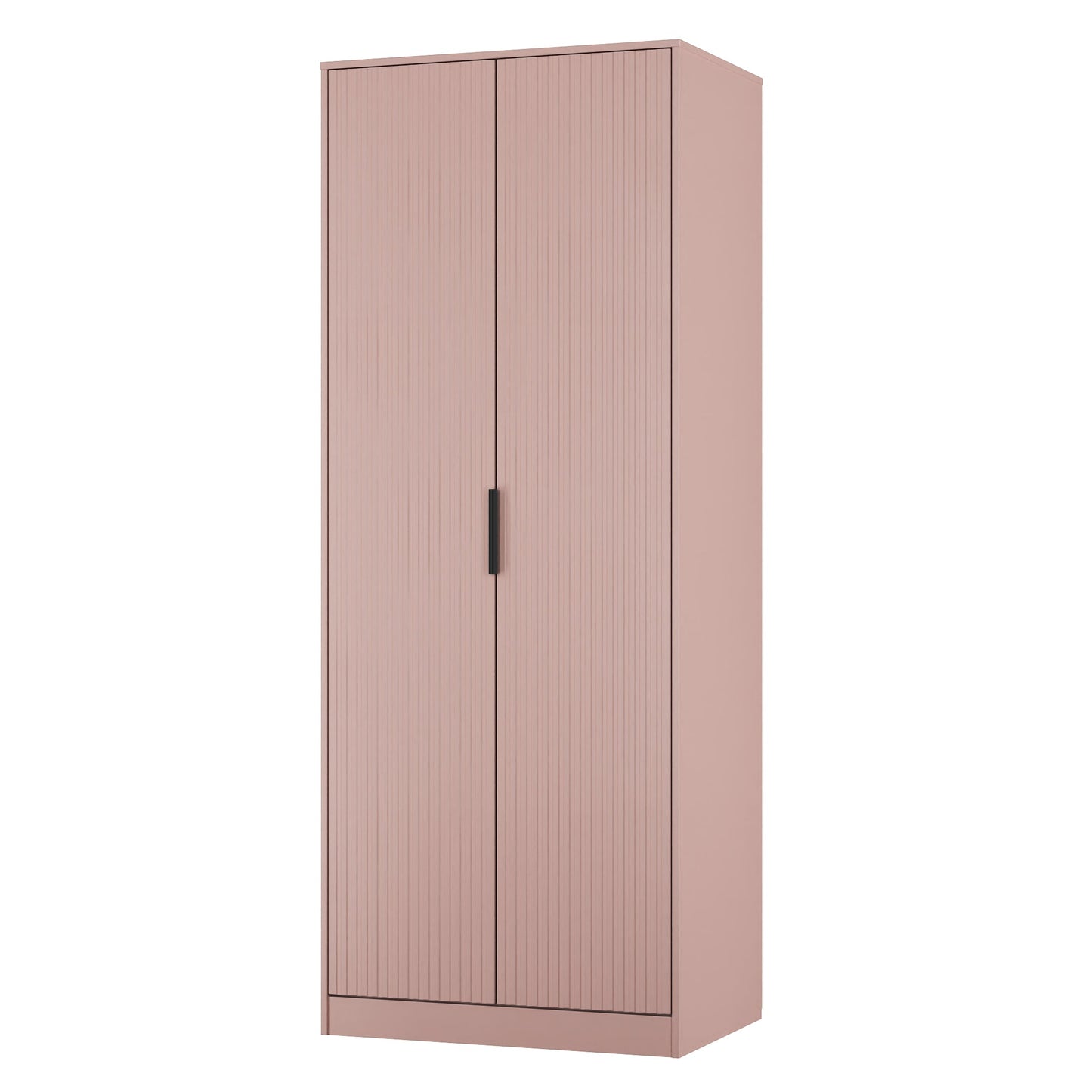 Fluted Tall Wardrobe Pink 1 Shelf 197cm