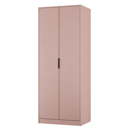 Fluted Tall Wardrobe Pink 1 Shelf 197cm