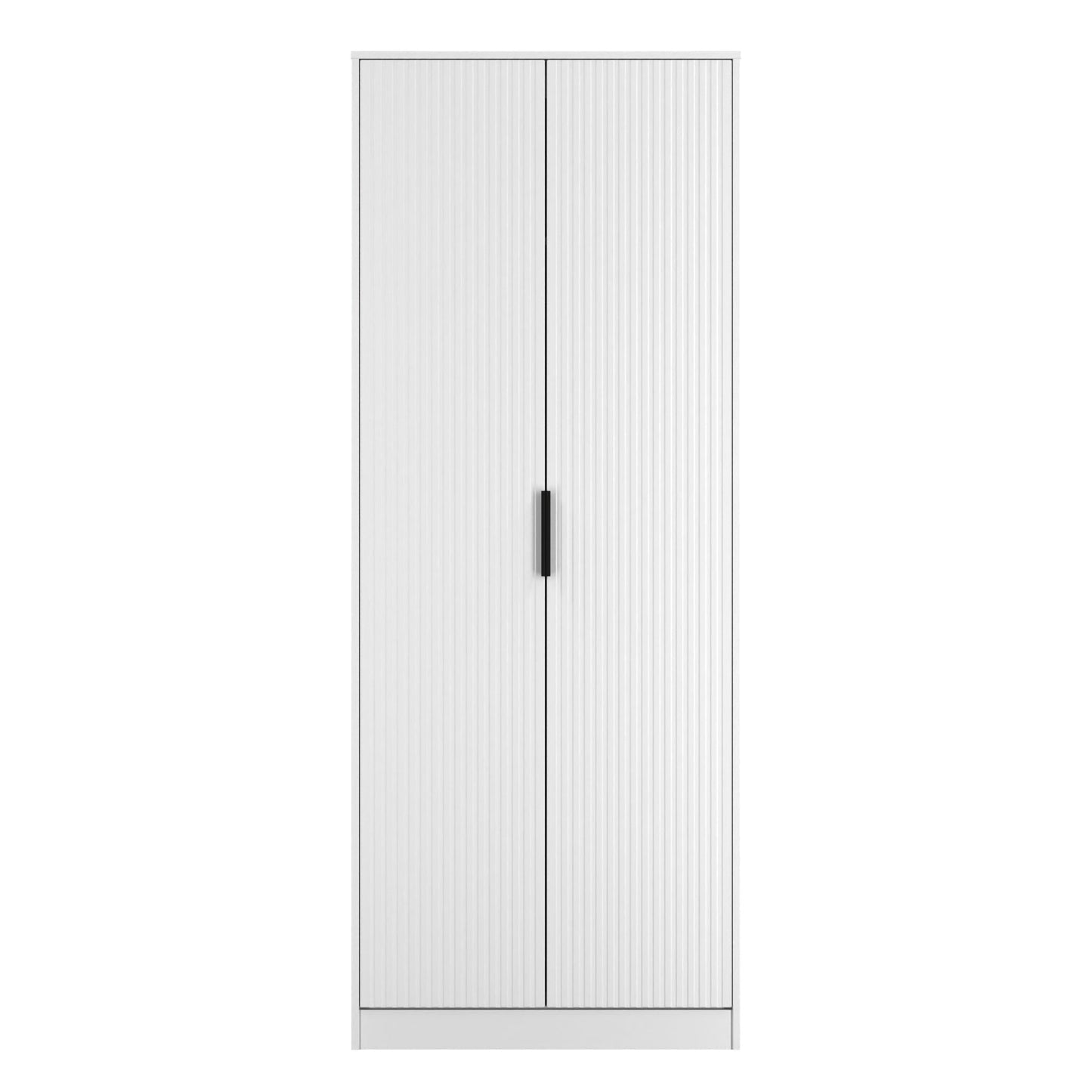 Fluted Tall Wardrobe White 1 Shelf 197cm