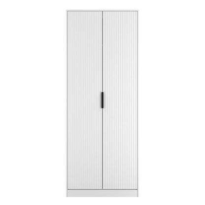 Fluted Tall Wardrobe White 1 Shelf 197cm
