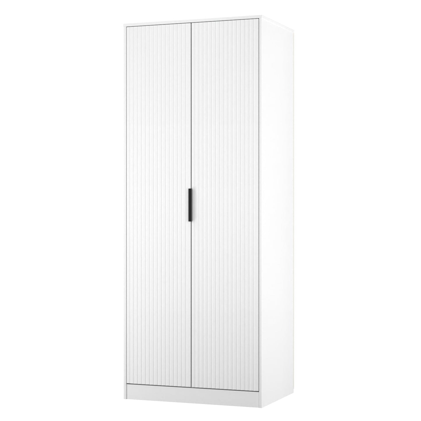 Fluted Tall Wardrobe White 1 Shelf 197cm