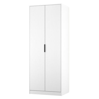 Fluted Tall Wardrobe White 1 Shelf 197cm