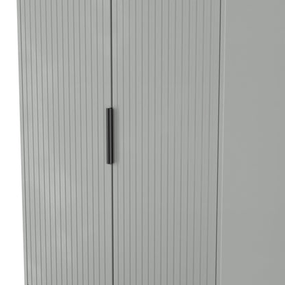 Fluted Tall Wardrobe Grey 2 Drawers 197cm