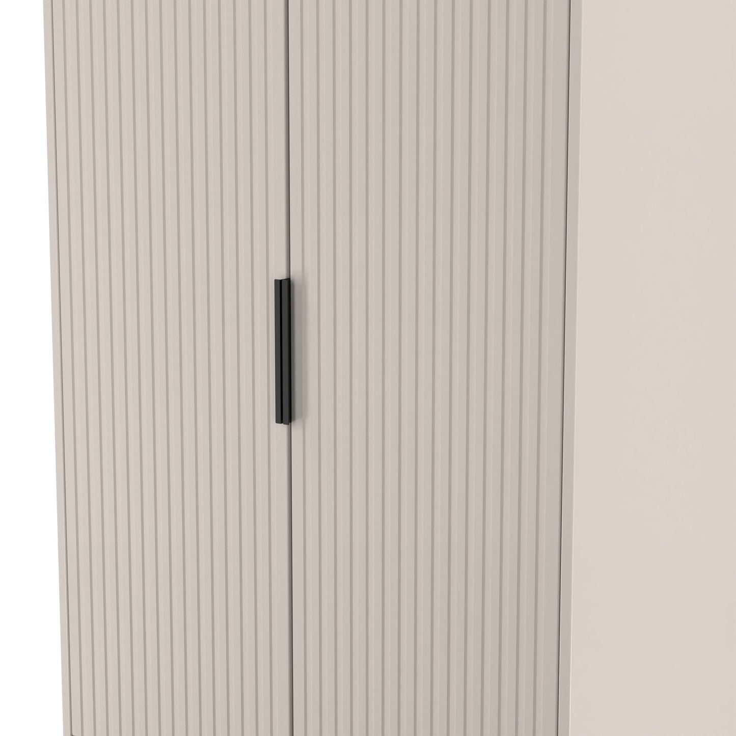Fluted Tall Wardrobe Off-White 2 Drawers 197cm