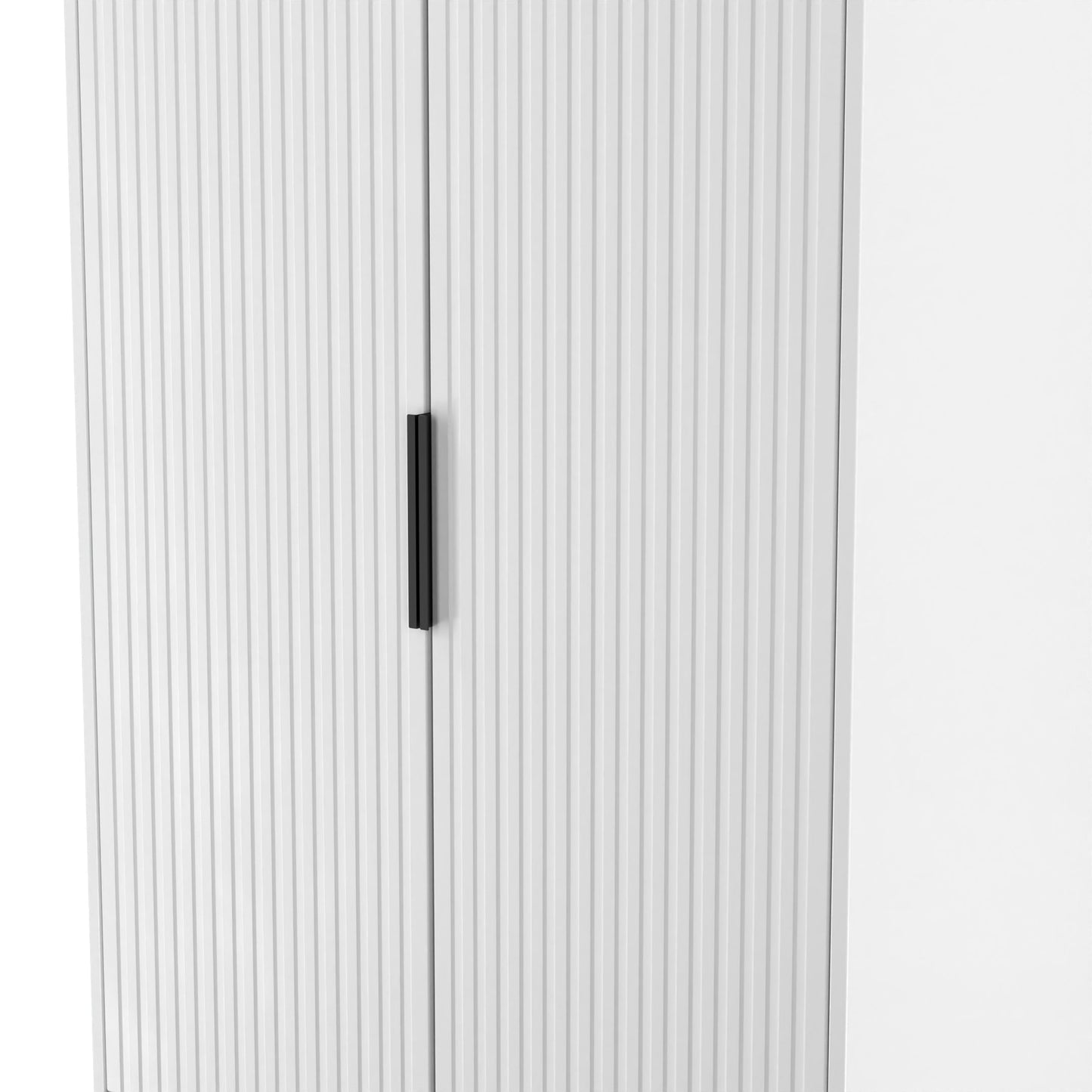 Fluted Tall Wardrobe White 2 Drawers 197cm